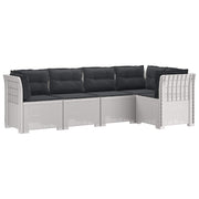 Modulaire tuinbank 5-zits PP wit met antraciet kussens