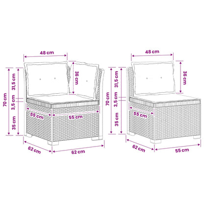 5-Zits Tuin Sofa met Kussens Rattan Look PP Wit