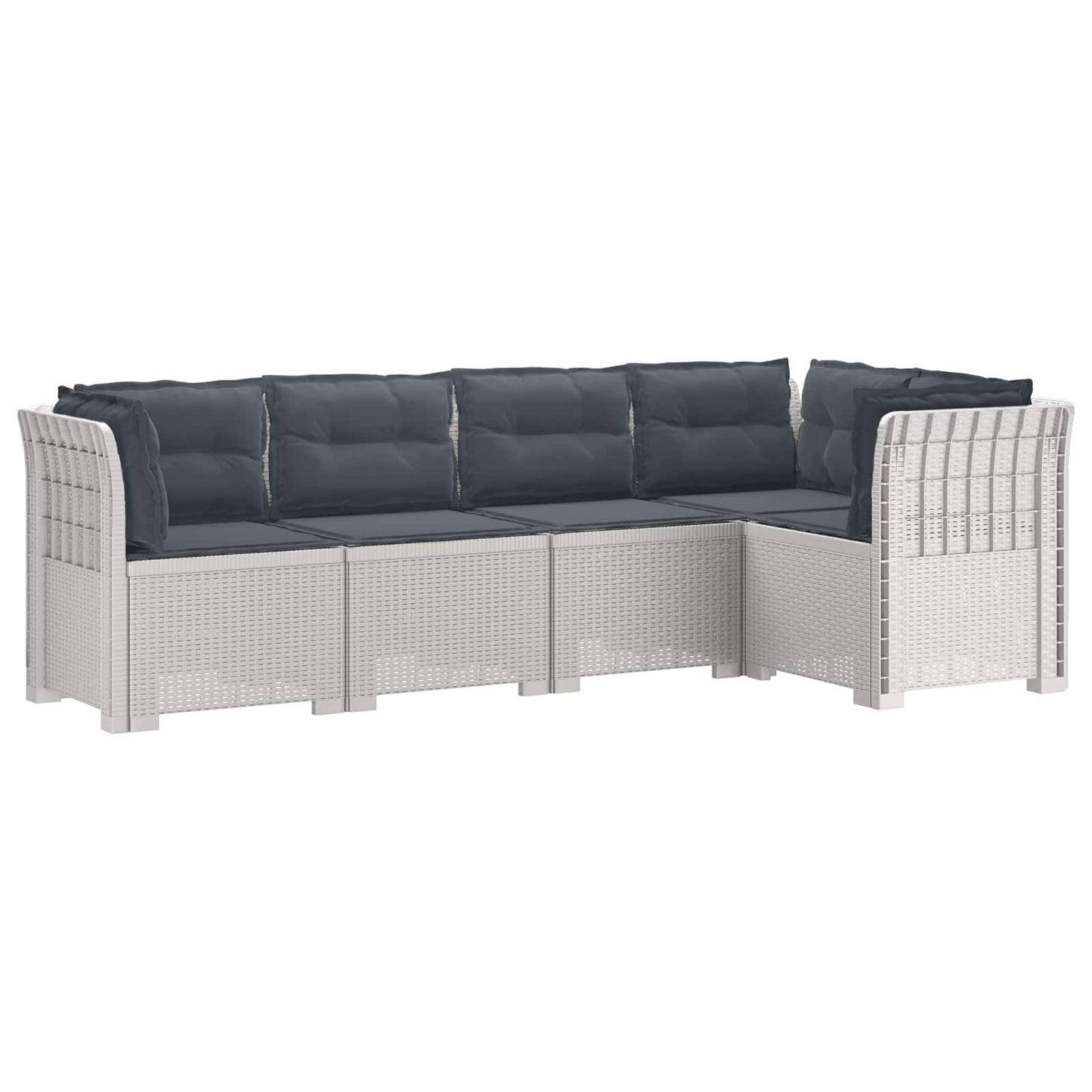 5-Zits Tuin Sofa met Kussens Rattan Look PP Wit