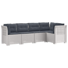 5-Zits Tuin Sofa met Kussens Rattan Look PP Wit
