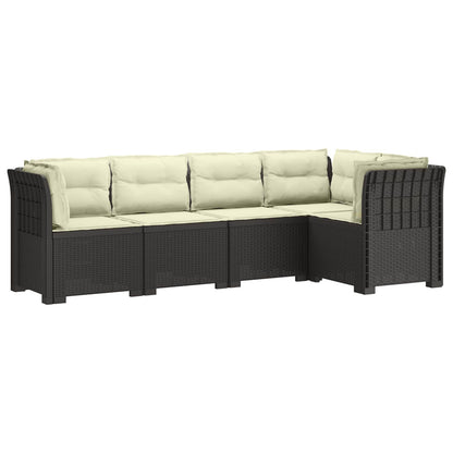 5-Zits Tuin Sofa met Kussens Rattan Look PP Lichtgrijs