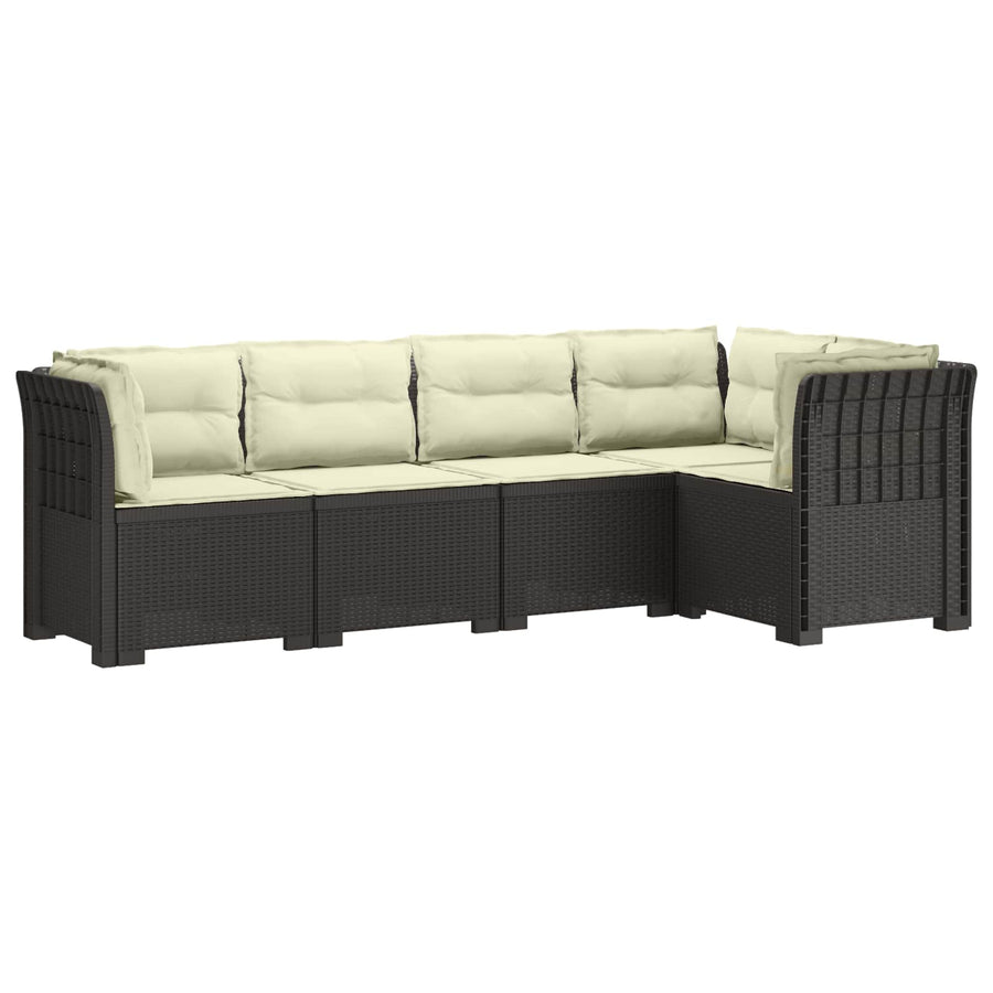 5-Zits Tuin Sofa met Kussens Rattan Look PP Lichtgrijs