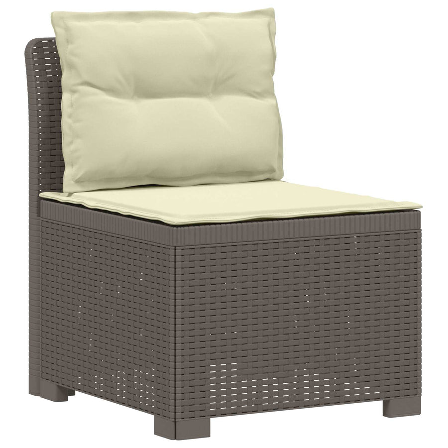 5-Zits Tuin Sofa met Kussens Rattan Look PP Lichtgrijs