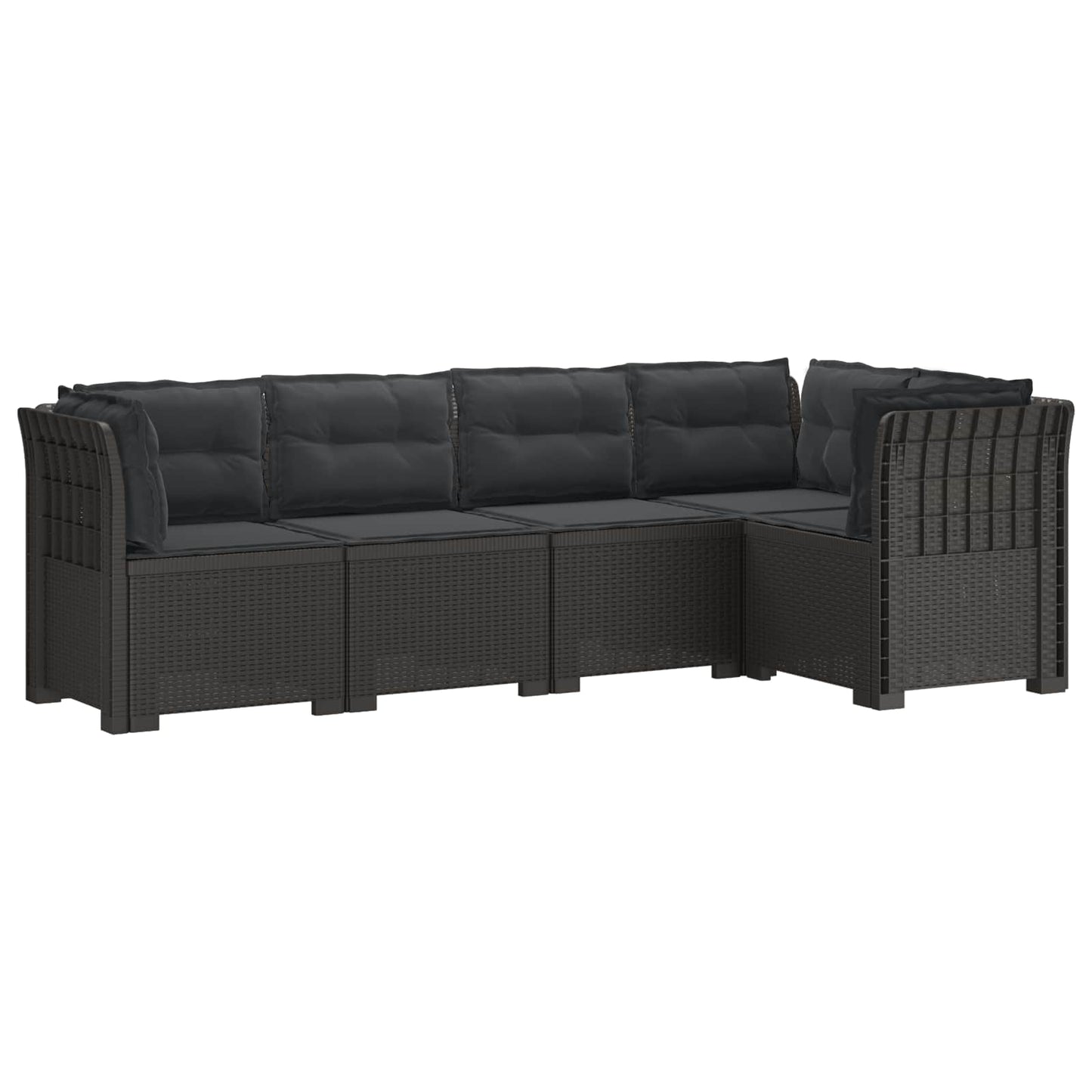 5-Zits Tuin Sofa met Kussens Rattan Look PP Lichtgrijs