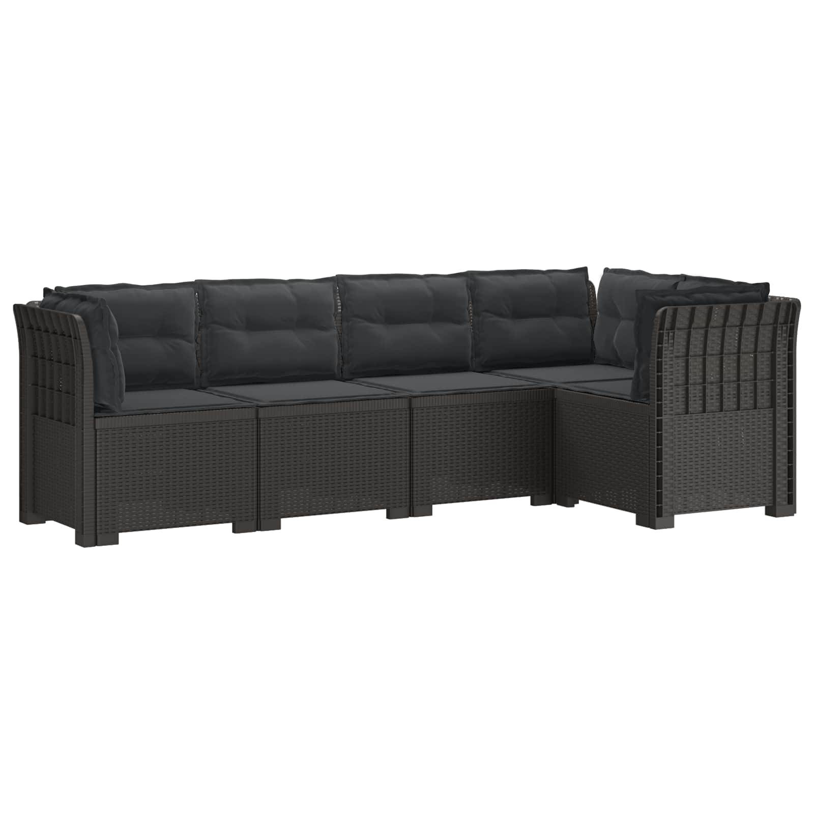 5-Zits Tuin Sofa met Kussens Rattan Look PP Lichtgrijs