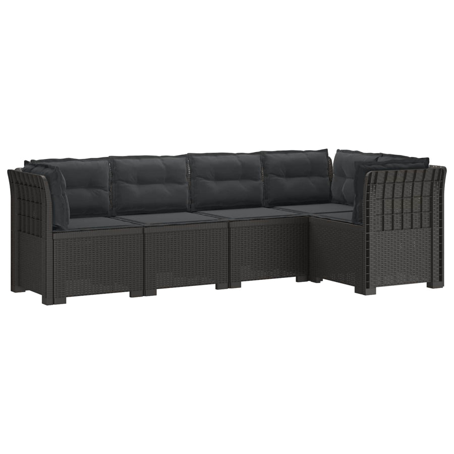 5-Zits Tuin Sofa met Kussens Rattan Look PP Lichtgrijs