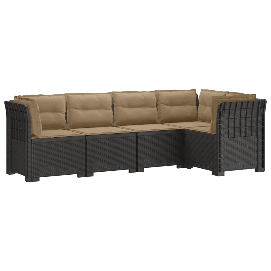 5-Zits Tuin Sofa met Kussens Rattan Look PP Lichtgrijs