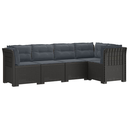 5-Zits Tuin Sofa met Kussens Rattan Look PP Lichtgrijs