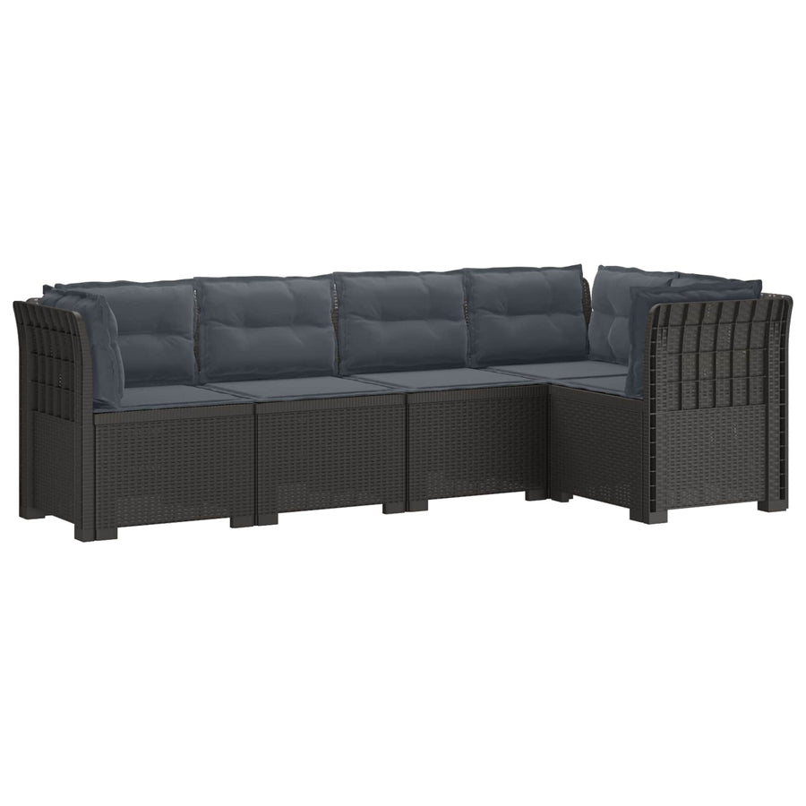 5-Zits Tuin Sofa met Kussens Rattan Look PP Lichtgrijs