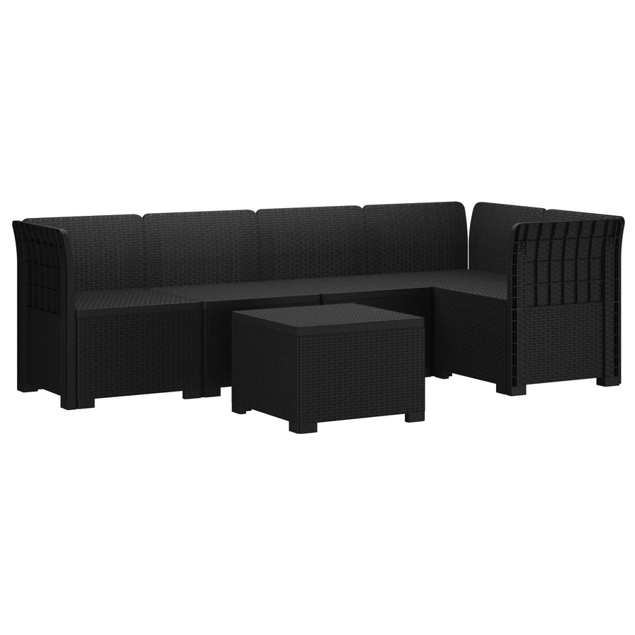 5-Zits Tuin Sofa Rattan Look PP Antraciet