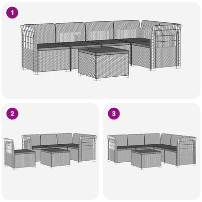 5-Zits Tuin Sofa Rattan Look PP Antraciet