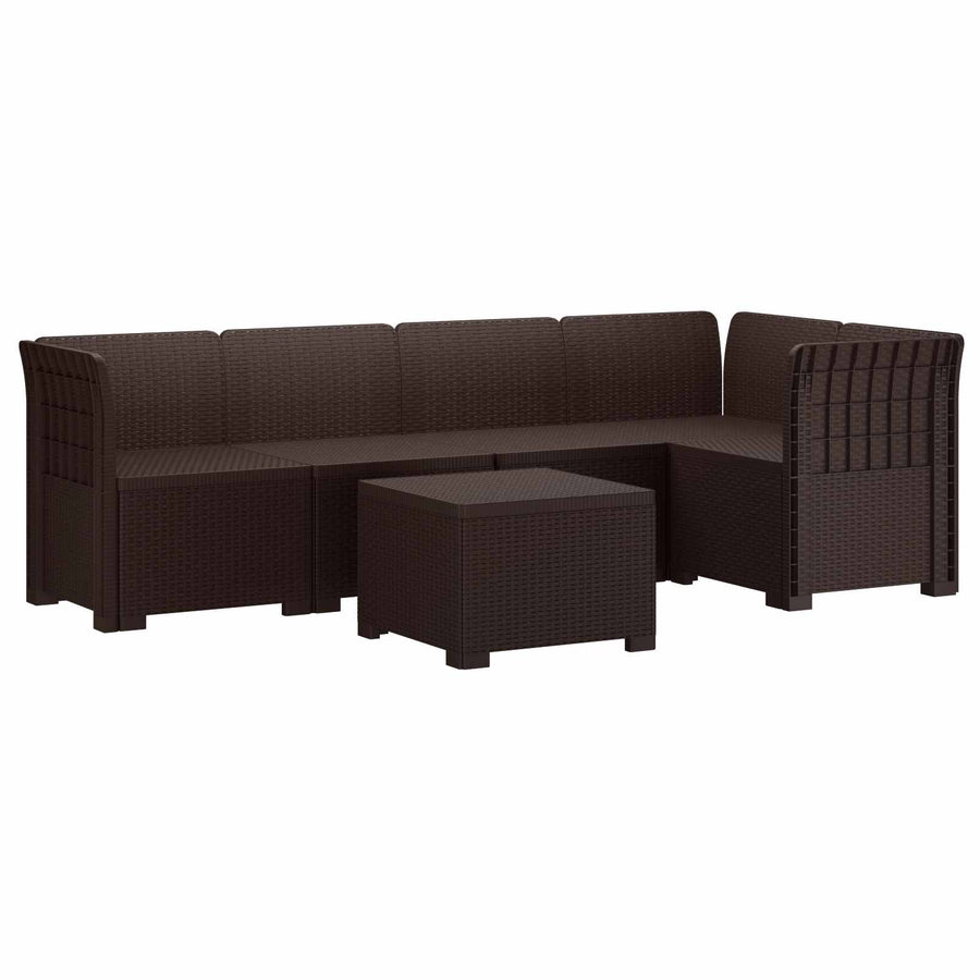 5-Zits Tuin Sofa Rattan Look PP Bruin