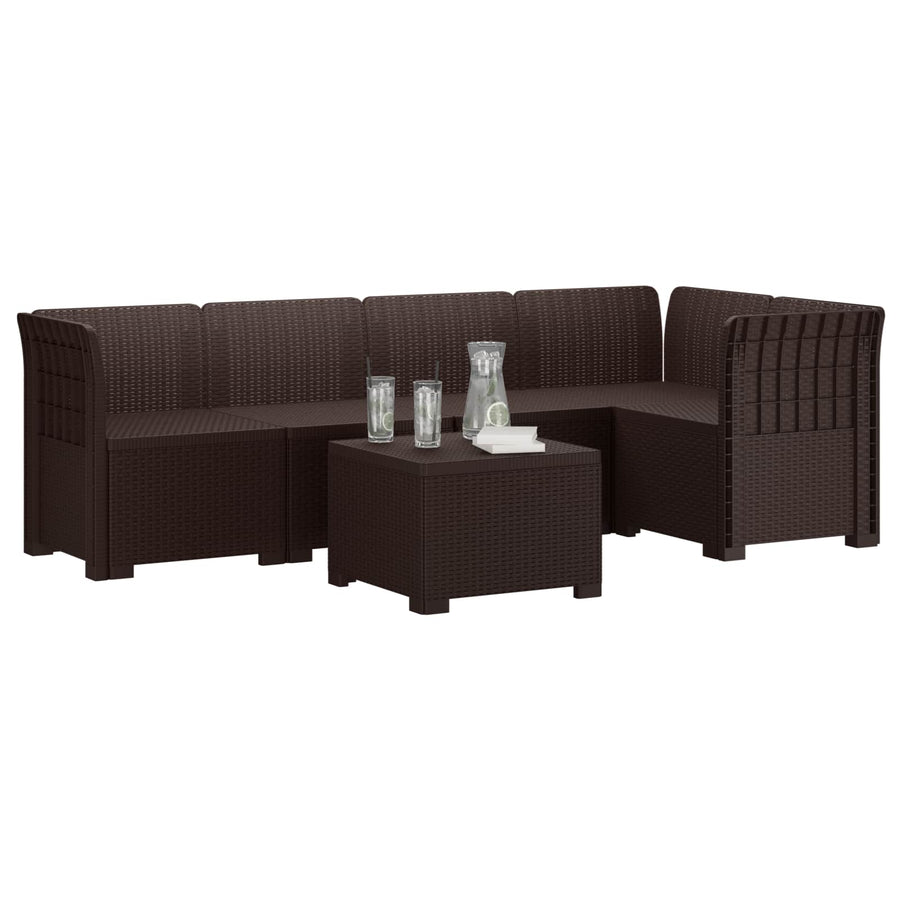 5-Zits Tuin Sofa Rattan Look PP Bruin