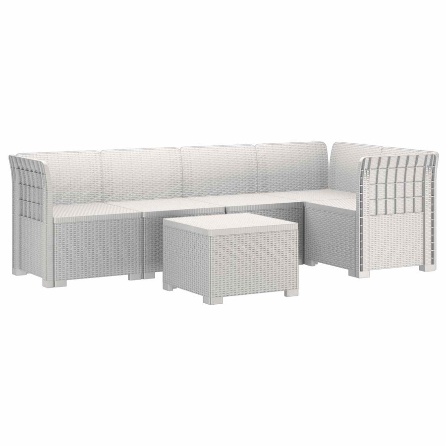 5-Zits Tuin Sofa Rattan Look PP Wit