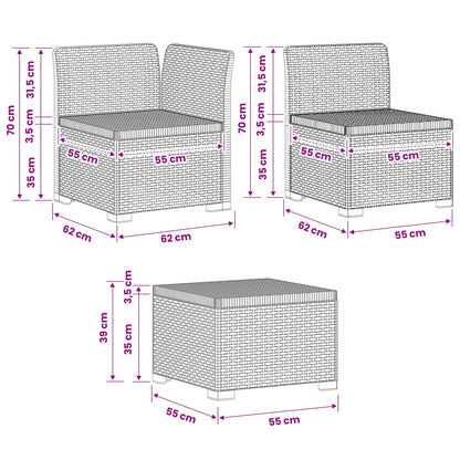 5-Zits Tuin Sofa Rattan Look PP Wit