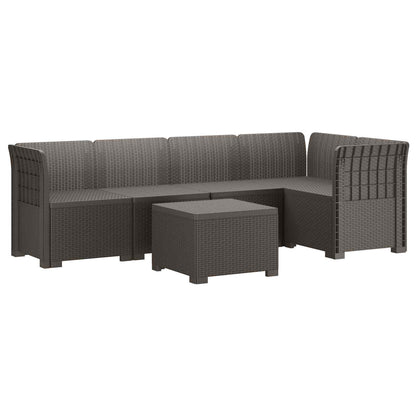5-Zits Tuin Sofa Rattan Look PP Lichtgrijs