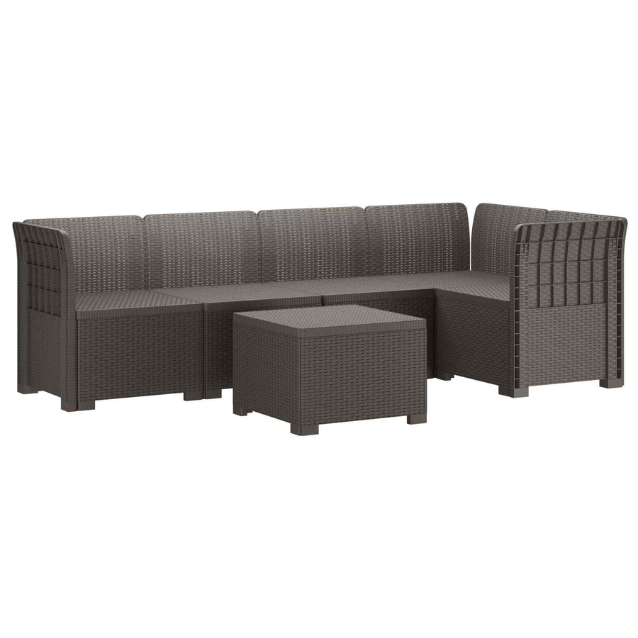 5-Zits Tuin Sofa Rattan Look PP Lichtgrijs