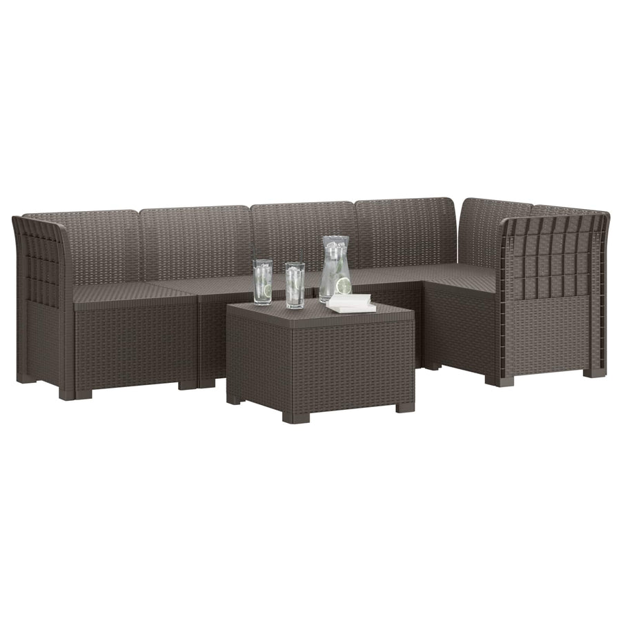 5-Zits Tuin Sofa Rattan Look PP Lichtgrijs
