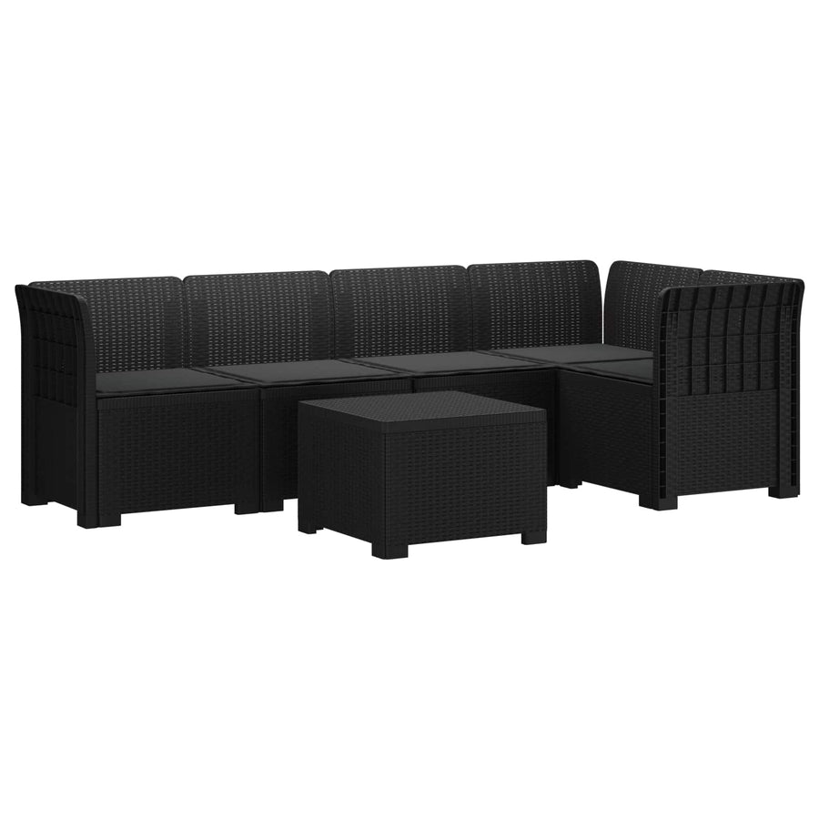 5-Zits Tuin Sofa met Kussens Rattan Look PP Antraciet
