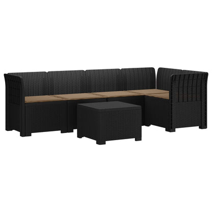 5-Zits Tuin Sofa met Kussens Rattan Look PP Antraciet