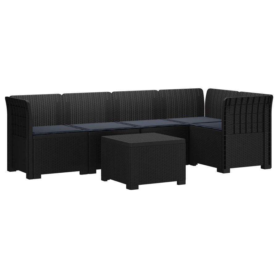 5-Zits Tuin Sofa met Kussens Rattan Look PP Antraciet