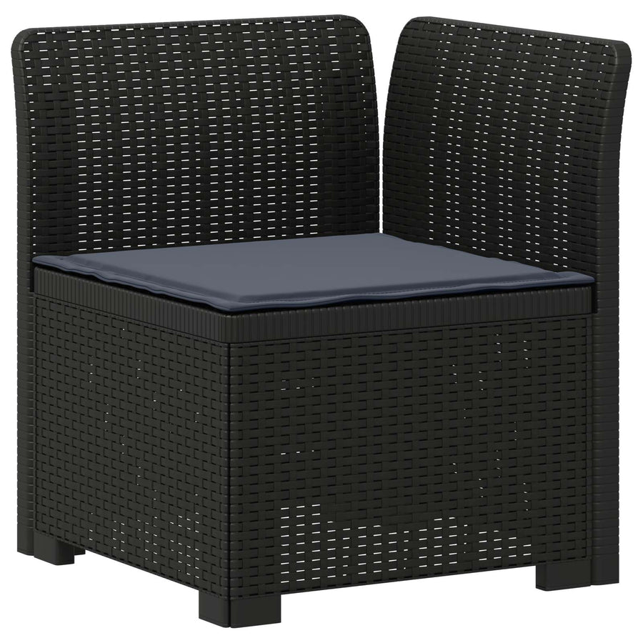 5-Zits Tuin Sofa met Kussens Rattan Look PP Antraciet