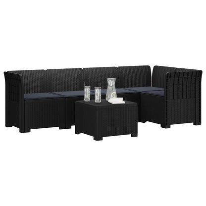 5-Zits Tuin Sofa met Kussens Rattan Look PP Antraciet