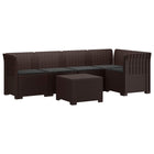 Modulaire tuinbank 5-zits PP bruin met kussens