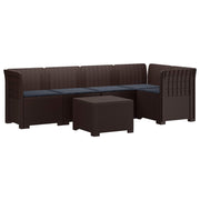 Tuinbank 5-zits bruin rattan look