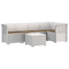 Modulaire tuinbank 5-zits rattan look PP wit