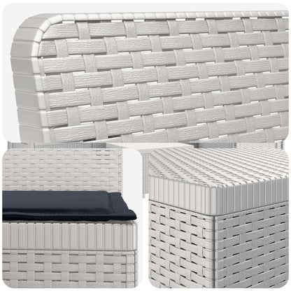 5-Zits Tuin Sofa met Kussens Rattan Look PP Wit