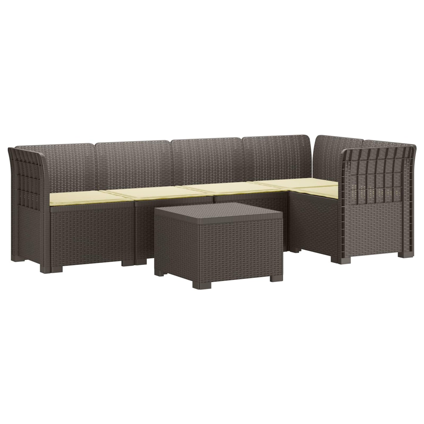 5-Zits Tuin Sofa met Kussens Rattan Look PP Lichtgrijs