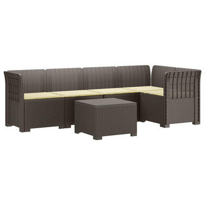 5-Zits Tuin Sofa met Kussens Rattan Look PP Lichtgrijs
