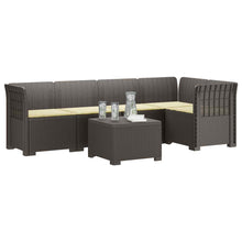 5-Zits Tuin Sofa met Kussens Rattan Look PP Lichtgrijs