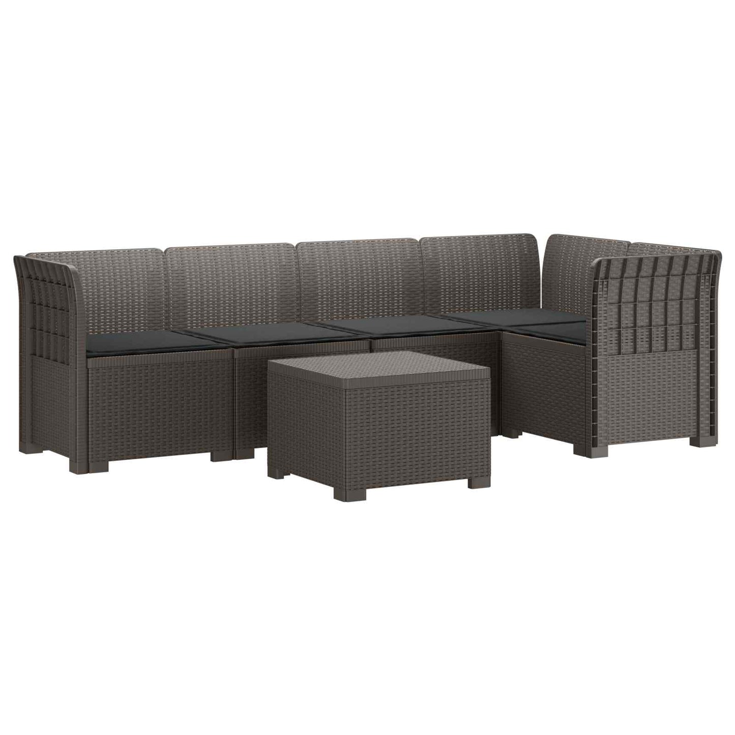 5-Zits Tuin Sofa met Kussens Rattan Look PP Lichtgrijs