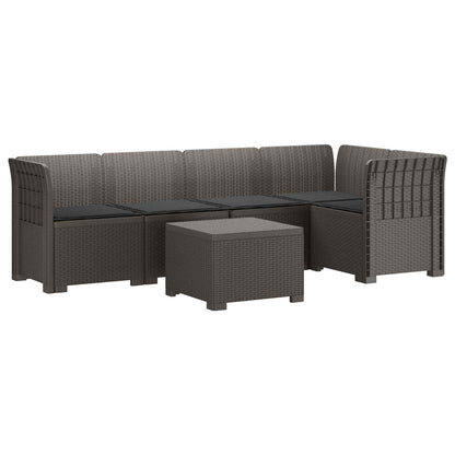 5-Zits Tuin Sofa met Kussens Rattan Look PP Lichtgrijs