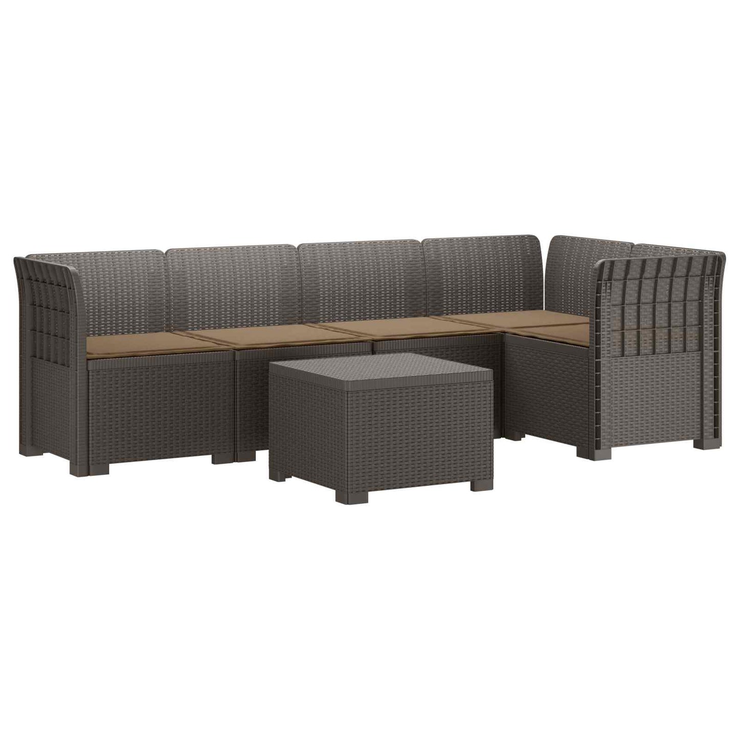 5-Zits Tuin Sofa met Kussens Rattan Look PP Lichtgrijs
