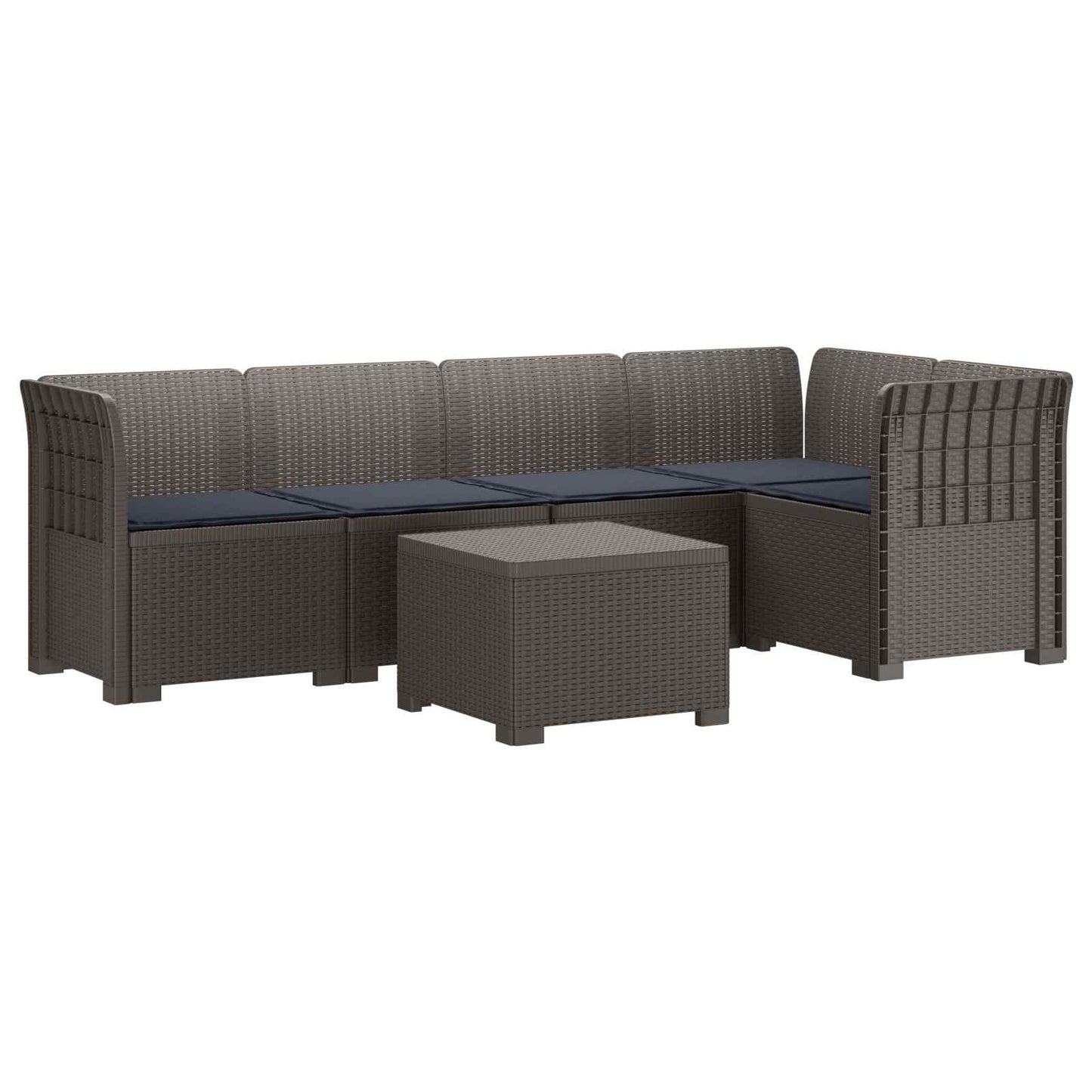 5-Zits Tuin Sofa met Kussens Rattan Look PP Lichtgrijs