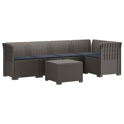5-Zits Tuin Sofa met Kussens Rattan Look PP Lichtgrijs