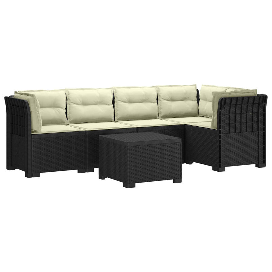 5-Zits Tuin Sofa met Kussens Rattan Look PP Antraciet