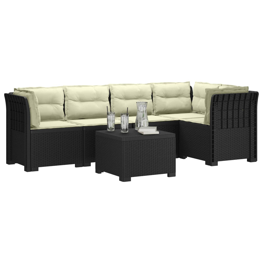 5-Zits Tuin Sofa met Kussens Rattan Look PP Antraciet