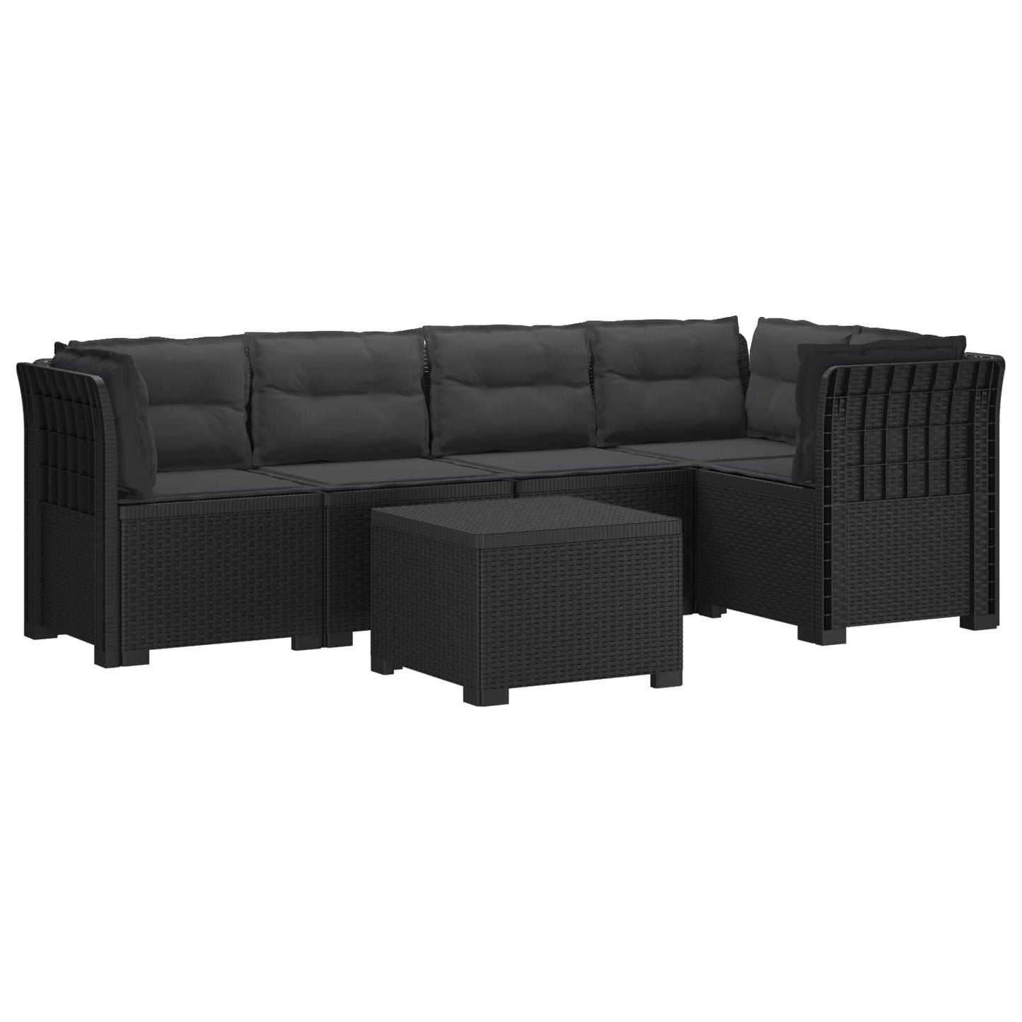 5-Zits Tuin Sofa met Kussens Rattan Look PP Antraciet