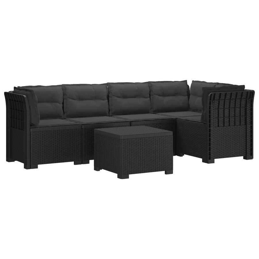 5-Zits Tuin Sofa met Kussens Rattan Look PP Antraciet