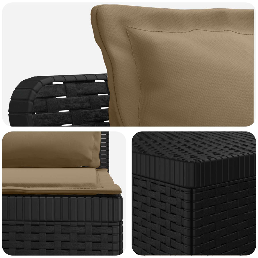 5-Zits Tuin Sofa met Kussens Rattan Look PP Antraciet