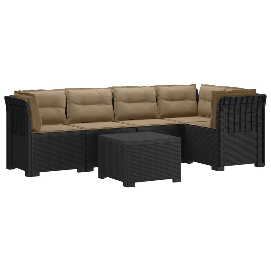 5-Zits Tuin Sofa met Kussens Rattan Look PP Antraciet