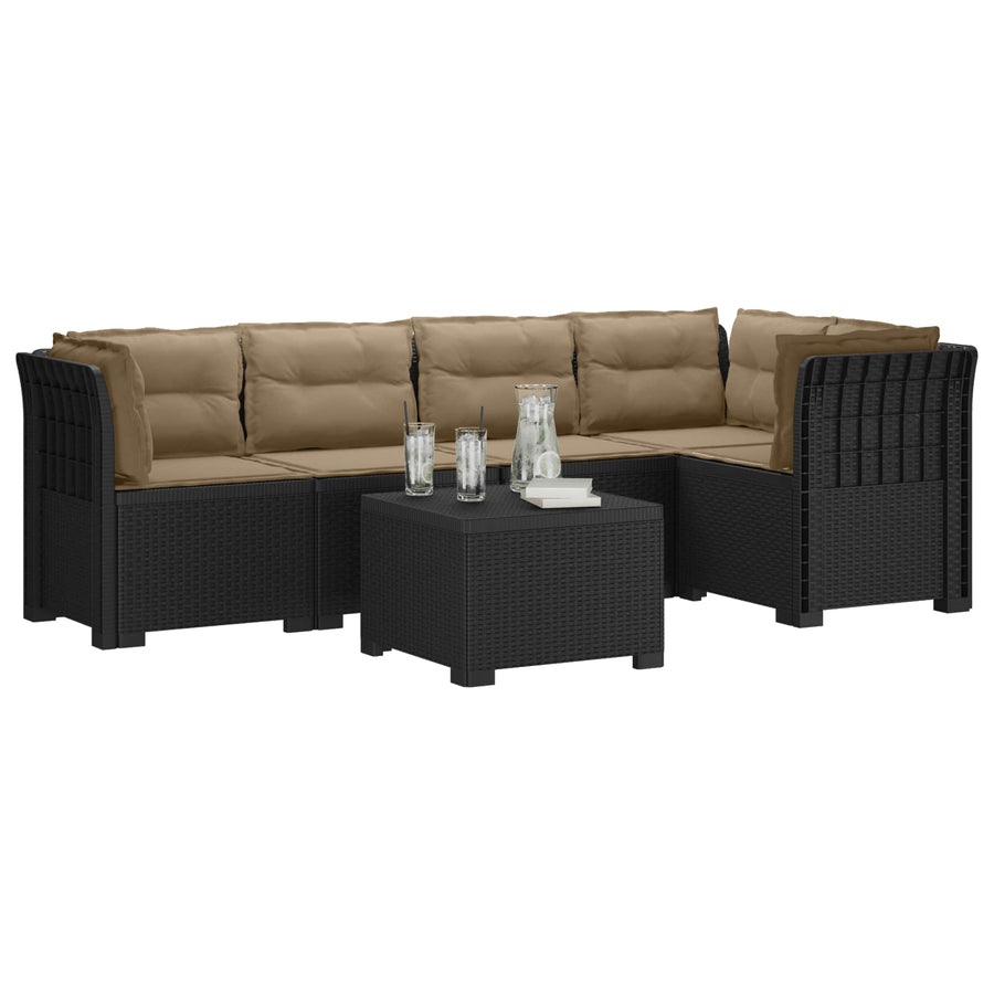 5-Zits Tuin Sofa met Kussens Rattan Look PP Antraciet