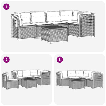5-Zits Tuin Sofa met Kussens Rattan Look PP Antraciet