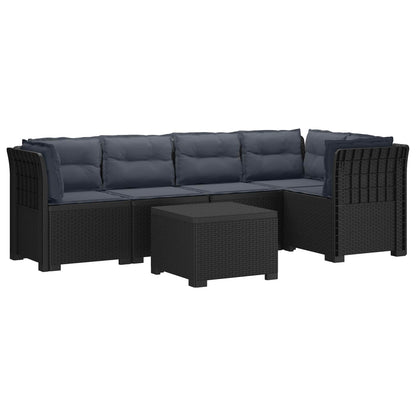 5-Zits Tuin Sofa met Kussens Rattan Look PP Antraciet