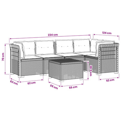 5-Zits Tuin Sofa met Kussens Rattan Look PP Antraciet