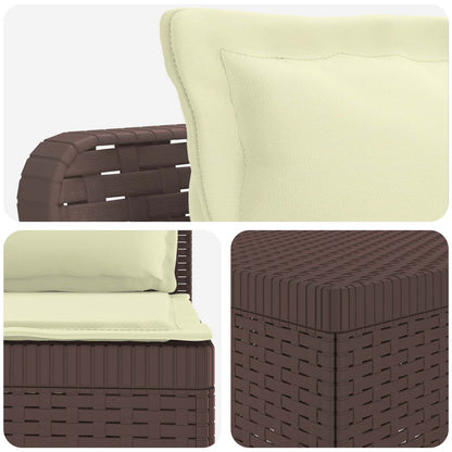 5-Zits Tuin Sofa met Kussens Rattan Look PP Bruin